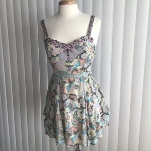 Free People Flora Beaded Boho Fit and Flair Mini